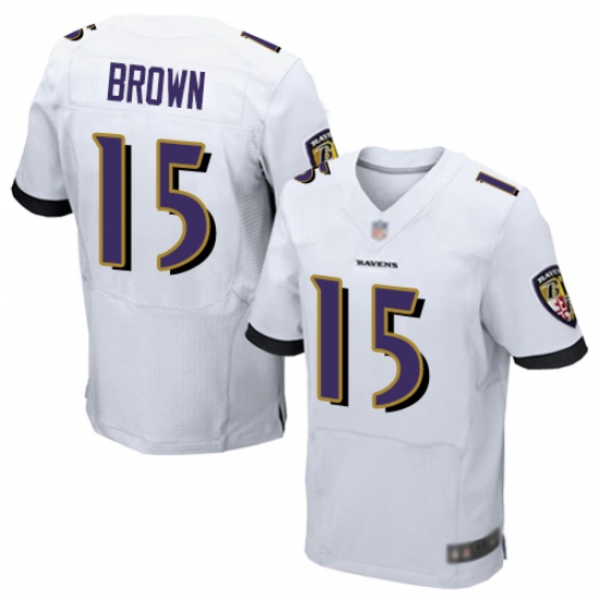 Ravens 15 Marquise Brown White Men Stitched Football New Elite Jersey Ravens 15 Marquise Brown White Men Stitched Football New Elite Jersey