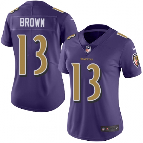Nike Ravens #13 John Brown Purple Womens Stitched NFL Limited Rush Jersey Nike Ravens #13 John Brown Purple Womens Stitched NFL Limited Rush Jersey