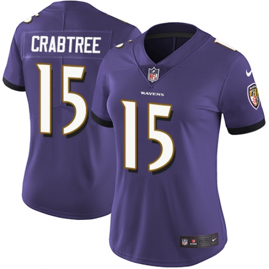 Nike Ravens #15 Michael Crabtree Purple Team Color Womens Stitched NFL Vapor Untouchable Limited Jersey Nike Ravens #15 Michael Crabtree Purple Team Color Womens Stitched NFL Vapor Untouchable Limited Jersey