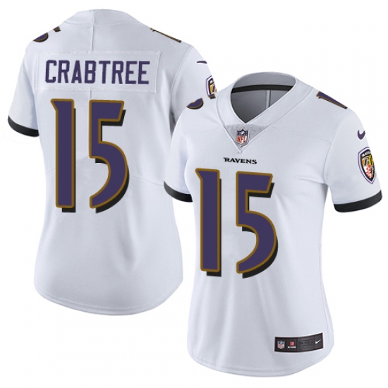 Nike Ravens #15 Michael Crabtree White Womens Stitched NFL Vapor Untouchable Limited Jersey Nike Ravens #15 Michael Crabtree White Womens Stitched NFL Vapor Untouchable Limited Jersey
