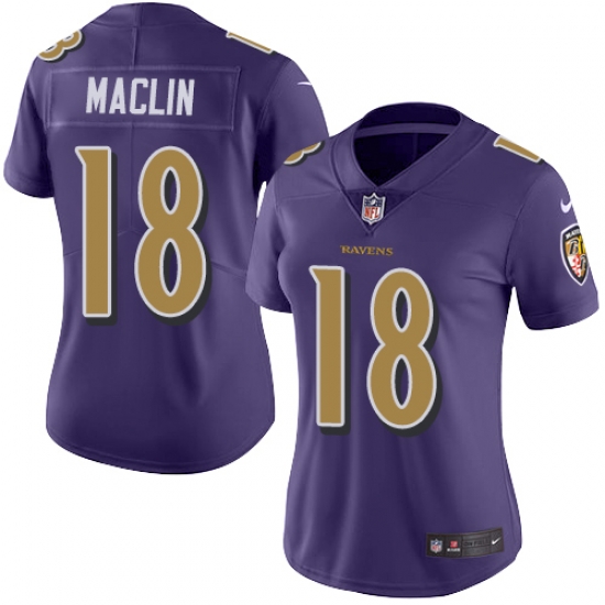 Nike Ravens #18 Jeremy Maclin Purple Womens Stitched NFL Limited Rush Jersey Nike Ravens #18 Jeremy Maclin Purple Womens Stitched NFL Limited Rush Jersey