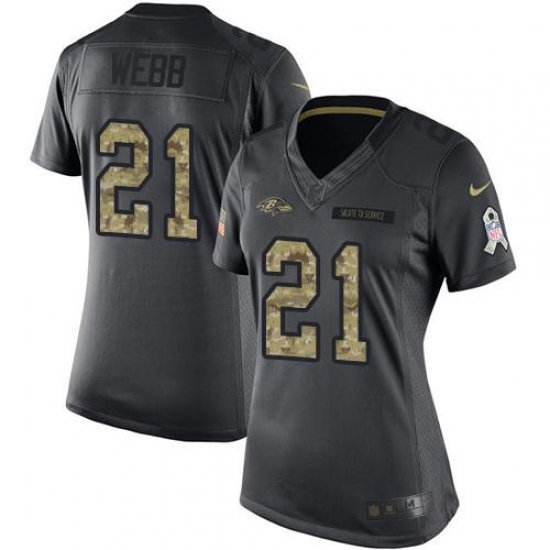 Nike Ravens #21 Lardarius Webb Black Womens Stitched NFL Limited 2016 Salute to Service Jersey Nike Ravens #21 Lardarius Webb Black Womens Stitched NFL Limited 2016 Salute to Service Jersey