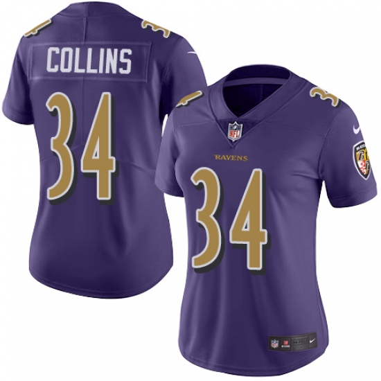 Nike Ravens #34 Alex Collins Purple Womens Stitched NFL Limited Rush Jersey Nike Ravens #34 Alex Collins Purple Womens Stitched NFL Limited Rush Jersey