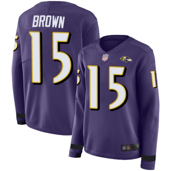 Ravens 15 Marquise Brown Purple Team Color Women Stitched Football Limited Therma Long Sleeve Jersey Ravens 15 Marquise Brown Purple Team Color Women Stitched Football Limited Therma Long Sleeve Jersey