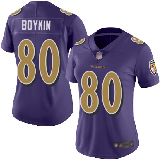 Ravens 80 Miles Boykin Purple Women Stitched Football Limited Rush Jersey Ravens 80 Miles Boykin Purple Women Stitched Football Limited Rush Jersey