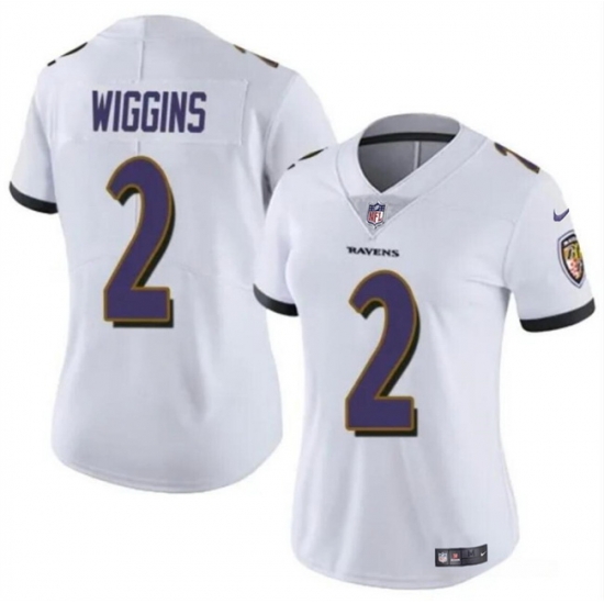 Women Baltimore Ravens 2 Nate Wiggins White 2024 Draft Football Jersey
