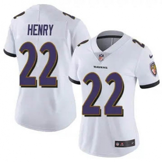 Women Baltimore Ravens 22 Derrick Henry 2023 F U S E White Vapor Limited Football Stitched Jersey Women Baltimore Ravens 22 Derrick Henry 2023 F U S E White Vapor Limited Football Stitched Jersey