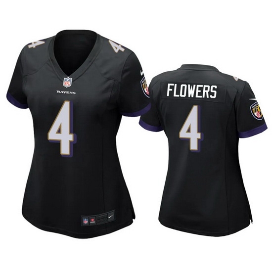 Women Baltimore Ravens 4 Zay Flowers Black Football Jersey Women Baltimore Ravens 4 Zay Flowers Black Football Jersey
