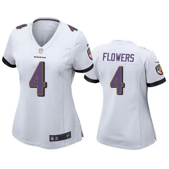 Women Baltimore Ravens 4 Zay Flowers White Football Jersey Women Baltimore Ravens 4 Zay Flowers White Football Jersey
