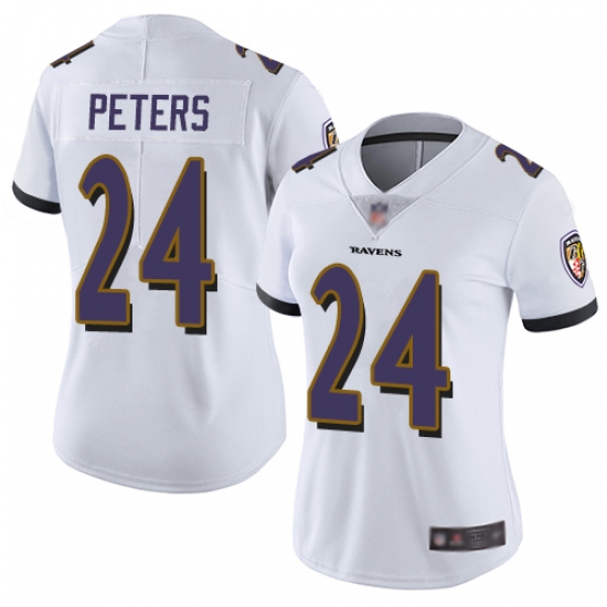 Women Ravens 24 Marcus Peters White Stitched Football Vapor Untouchable Limited Jersey Women Ravens 24 Marcus Peters White Stitched Football Vapor Untouchable Limited Jersey