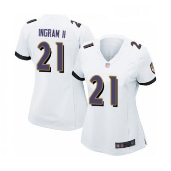 Womens Baltimore Ravens 21 Mark Ingram II Game White Football Jersey Womens Baltimore Ravens 21 Mark Ingram II Game White Football Jersey