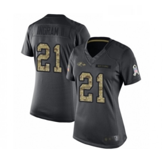 Womens Baltimore Ravens 21 Mark Ingram II Limited Black 2016 Salute to Service Football Jersey Womens Baltimore Ravens 21 Mark Ingram II Limited Black 2016 Salute to Service Football Jersey