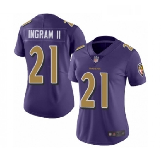 Womens Baltimore Ravens 21 Mark Ingram II Limited Purple Rush Vapor Untouchable Football Jersey Womens Baltimore Ravens 21 Mark Ingram II Limited Purple Rush Vapor Untouchable Football Jersey