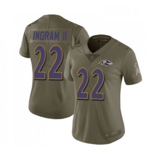 Womens Baltimore Ravens 22 Mark Ingram II Limited Olive 2017 Salute to Service Football Jersey Womens Baltimore Ravens 22 Mark Ingram II Limited Olive 2017 Salute to Service Football Jersey