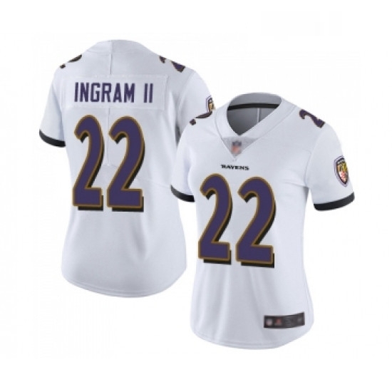 Womens Baltimore Ravens 22 Mark Ingram II White Vapor Untouchable Limited Player Football Jersey Womens Baltimore Ravens 22 Mark Ingram II White Vapor Untouchable Limited Player Football Jersey