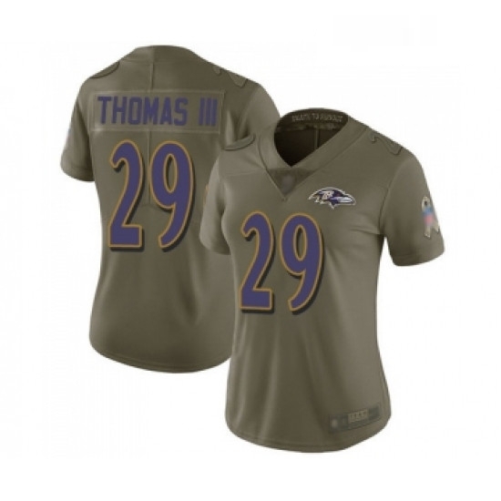 Womens Baltimore Ravens 29 Earl Thomas III Limited Olive 2017 Salute to Service Football Jersey Womens Baltimore Ravens 29 Earl Thomas III Limited Olive 2017 Salute to Service Football Jersey