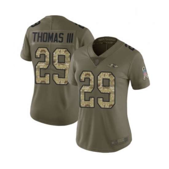 Womens Baltimore Ravens 29 Earl Thomas III Limited Olive Camo Salute to Service Football Jersey Womens Baltimore Ravens 29 Earl Thomas III Limited Olive Camo Salute to Service Football Jersey