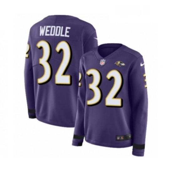 Womens Nike Baltimore Ravens 32 Eric Weddle Limited Purple Therma Long Sleeve NFL Jersey Womens Nike Baltimore Ravens 32 Eric Weddle Limited Purple Therma Long Sleeve NFL Jersey