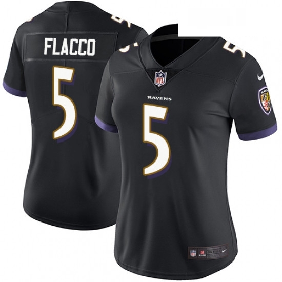 Womens Nike Baltimore Ravens 5 Joe Flacco Black Alternate Vapor Untouchable Limited Player NFL Jersey Womens Nike Baltimore Ravens 5 Joe Flacco Black Alternate Vapor Untouchable Limited Player NFL Jersey