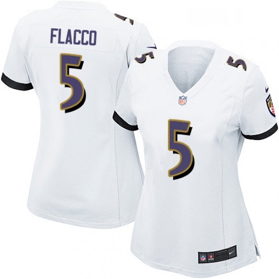 Womens Nike Baltimore Ravens 5 Joe Flacco Game White NFL Jersey Womens Nike Baltimore Ravens 5 Joe Flacco Game White NFL Jersey