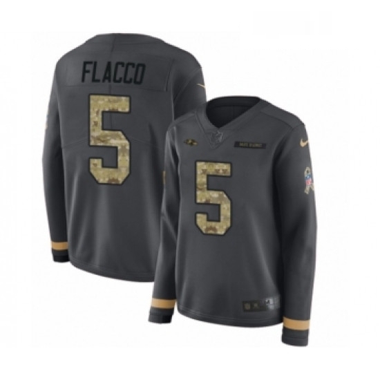 Womens Nike Baltimore Ravens 5 Joe Flacco Limited Black Salute to Service Therma Long Sleeve NFL Jersey Womens Nike Baltimore Ravens 5 Joe Flacco Limited Black Salute to Service Therma Long Sleeve NFL Jersey