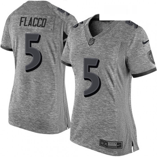 Womens Nike Baltimore Ravens 5 Joe Flacco Limited Gray Gridiron NFL Jersey Womens Nike Baltimore Ravens 5 Joe Flacco Limited Gray Gridiron NFL Jersey
