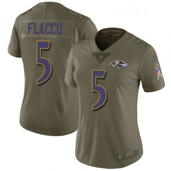 Womens Nike Baltimore Ravens 5 Joe Flacco Limited Olive 2017 Salute to Service NFL Jersey Womens Nike Baltimore Ravens 5 Joe Flacco Limited Olive 2017 Salute to Service NFL Jersey