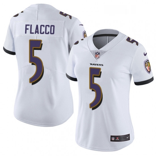 Womens Nike Baltimore Ravens 5 Joe Flacco White Vapor Untouchable Limited Player NFL Jersey Womens Nike Baltimore Ravens 5 Joe Flacco White Vapor Untouchable Limited Player NFL Jersey
