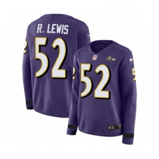 Womens Nike Baltimore Ravens 52 Ray Lewis Limited Purple Therma Long Sleeve NFL Jersey Womens Nike Baltimore Ravens 52 Ray Lewis Limited Purple Therma Long Sleeve NFL Jersey