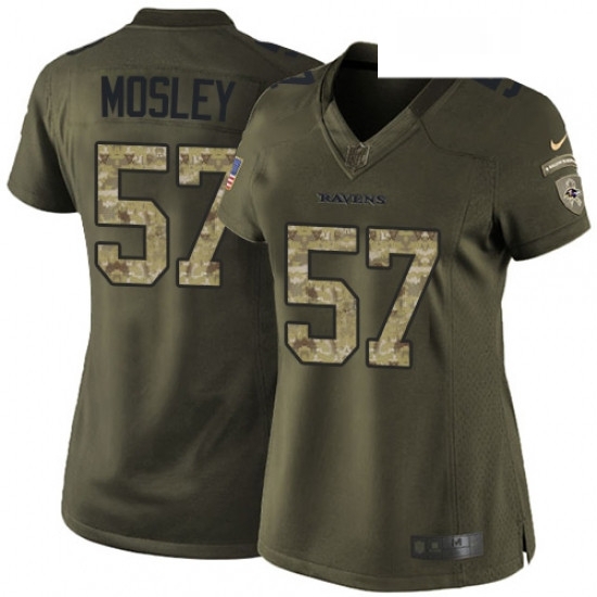 Womens Nike Baltimore Ravens 57 CJ Mosley Elite Green Salute to Service NFL Jersey Womens Nike Baltimore Ravens 57 CJ Mosley Elite Green Salute to Service NFL Jersey