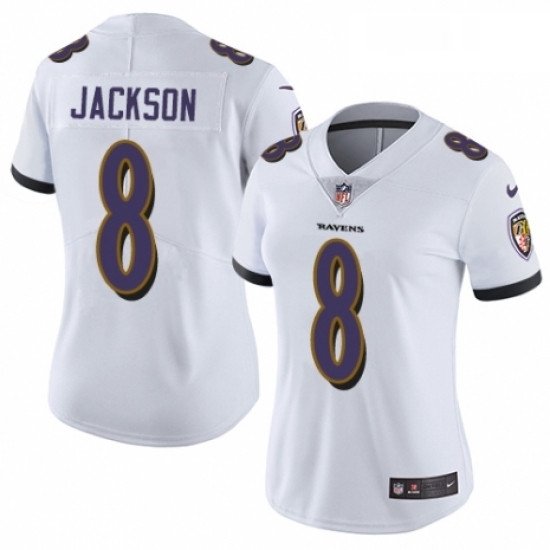 Womens Nike Baltimore Ravens 8 Lamar Jackson White Vapor Untouchable Elite Player NFL Jersey Womens Nike Baltimore Ravens 8 Lamar Jackson White Vapor Untouchable Elite Player NFL Jersey