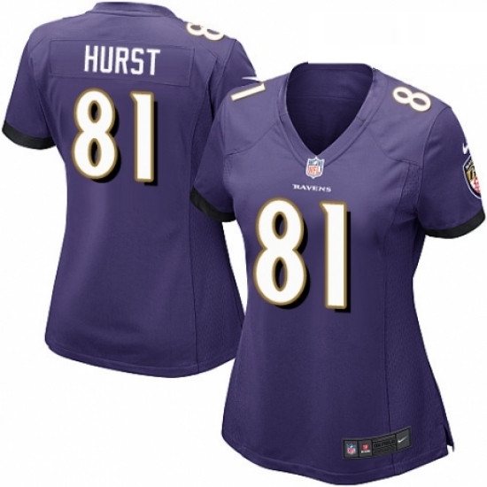 Womens Nike Baltimore Ravens 81 Hayden Hurst Game Purple Team Color NFL Jersey Womens Nike Baltimore Ravens 81 Hayden Hurst Game Purple Team Color NFL Jersey