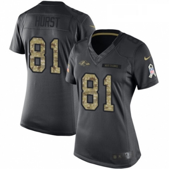 Womens Nike Baltimore Ravens 81 Hayden Hurst Limited Black 2016 Salute to Service NFL Jersey Womens Nike Baltimore Ravens 81 Hayden Hurst Limited Black 2016 Salute to Service NFL Jersey