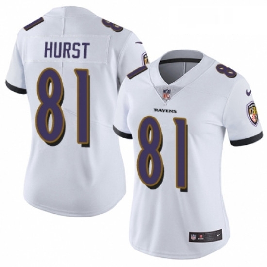 Womens Nike Baltimore Ravens 81 Hayden Hurst White Vapor Untouchable Elite Player NFL Jersey Womens Nike Baltimore Ravens 81 Hayden Hurst White Vapor Untouchable Elite Player NFL Jersey