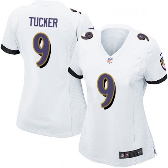 Womens Nike Baltimore Ravens 9 Justin Tucker Game White NFL Jersey Womens Nike Baltimore Ravens 9 Justin Tucker Game White NFL Jersey