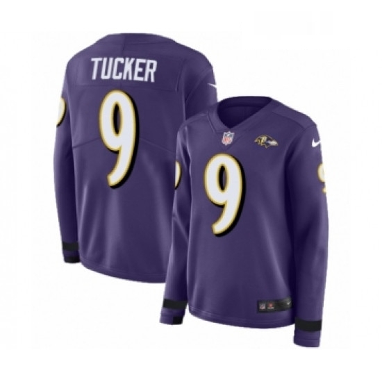 Womens Nike Baltimore Ravens 9 Justin Tucker Limited Purple Therma Long Sleeve NFL Jersey Womens Nike Baltimore Ravens 9 Justin Tucker Limited Purple Therma Long Sleeve NFL Jersey