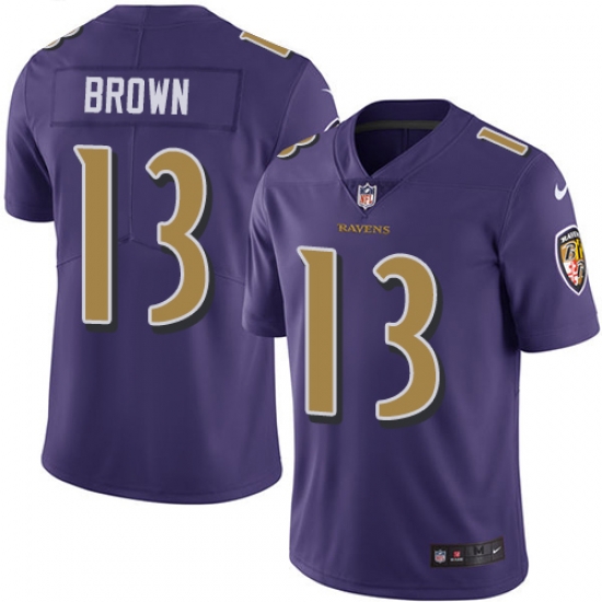 Nike Ravens #13 John Brown Purple Youth Stitched NFL Limited Rush Jersey Nike Ravens #13 John Brown Purple Youth Stitched NFL Limited Rush Jersey