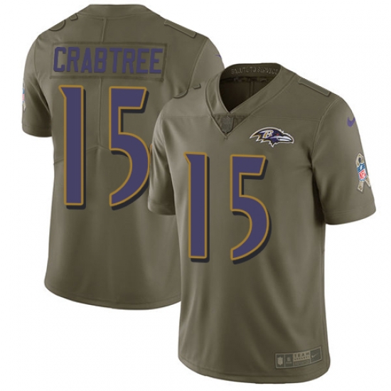 Nike Ravens #15 Michael Crabtree Olive Youth Stitched NFL Limited 2017 Salute to Service Jersey Nike Ravens #15 Michael Crabtree Olive Youth Stitched NFL Limited 2017 Salute to Service Jersey