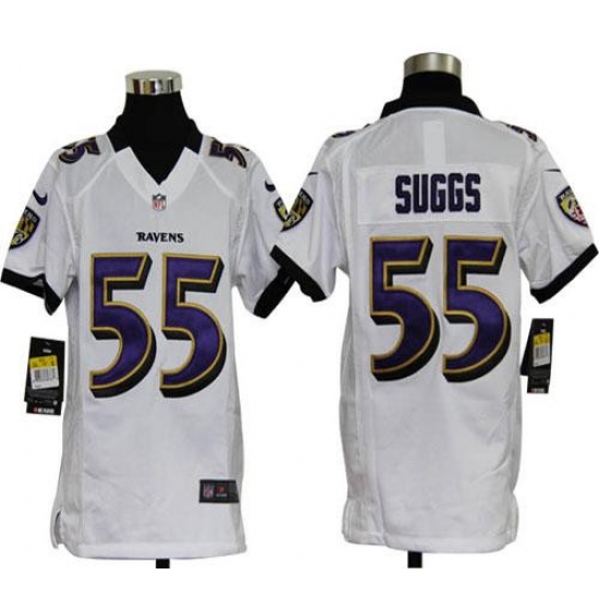Nike Ravens #55 Terrell Suggs White Youth Stitched NFL Elite Jersey Nike Ravens #55 Terrell Suggs White Youth Stitched NFL Elite Jersey