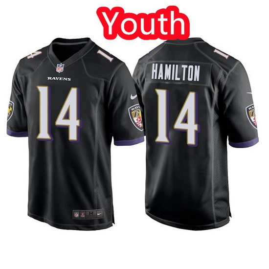 Youth Baltimore Ravens 14 Kyle Hamilton Black Jersey Youth Baltimore Ravens 14 Kyle Hamilton Black Jersey