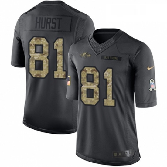 Youth Nike Baltimore Ravens 81 Hayden Hurst Limited Black 2016 Salute to Service NFL Jersey Youth Nike Baltimore Ravens 81 Hayden Hurst Limited Black 2016 Salute to Service NFL Jersey
