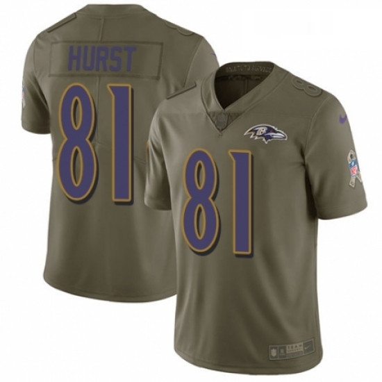 Youth Nike Baltimore Ravens 81 Hayden Hurst Limited Olive 2017 Salute to Service NFL Jersey Youth Nike Baltimore Ravens 81 Hayden Hurst Limited Olive 2017 Salute to Service NFL Jersey