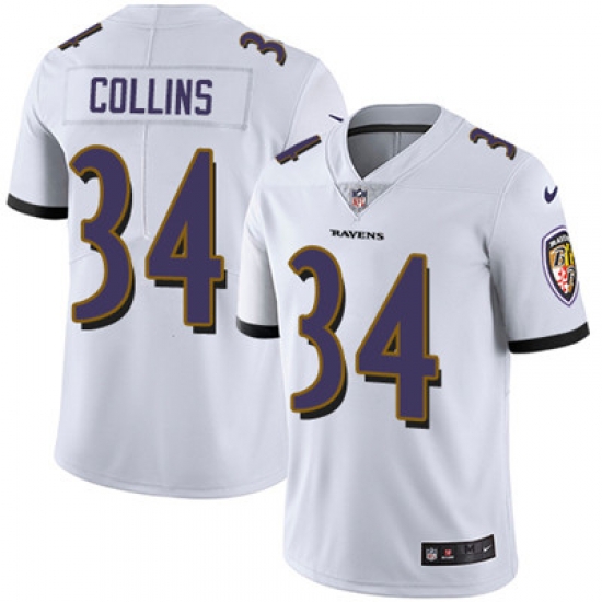 Youth Nike Ravens #34 Alex Collins White Stitched NFL Vapor Untouchable Limited Jersey Youth Nike Ravens #34 Alex Collins White Stitched NFL Vapor Untouchable Limited Jersey