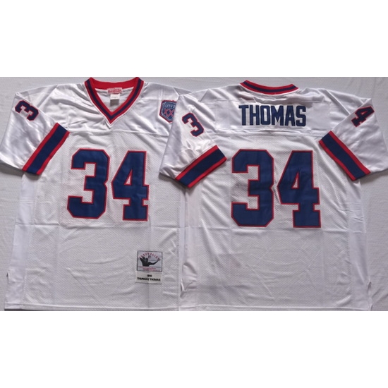 Buffalo Bills White #34 THOMAS White Stitched NFL Throwback Jersey Buffalo Bills White #34 THOMAS White Stitched NFL Throwback Jersey