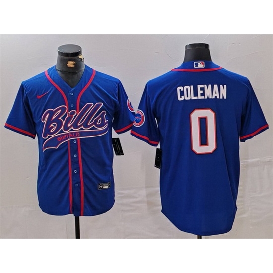 Men Buffalo Bills 0 Keon Coleman Blue With Patch Cool Base Stitched Baseball Jersey Men Buffalo Bills 0 Keon Coleman Blue With Patch Cool Base Stitched Baseball Jersey