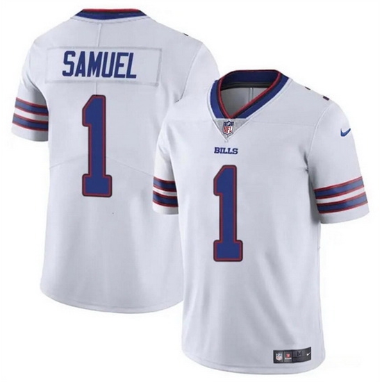 Men Buffalo Bills 1 Curtis Samuel White Vapor Untouchable Limited Stitched Football Jersey Men Buffalo Bills 1 Curtis Samuel White Vapor Untouchable Limited Stitched Football Jersey