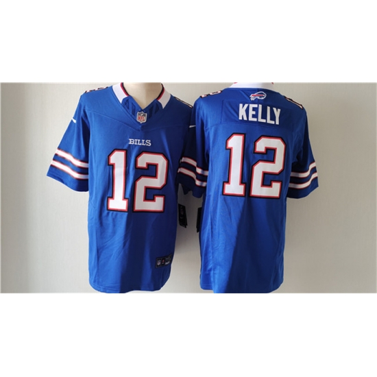 Men Buffalo Bills 12 Jim Kelly Blue 2023 F U S E Vapor Untouchable Limited Stitched Jersey Men Buffalo Bills 12 Jim Kelly Blue 2023 F U S E Vapor Untouchable Limited Stitched Jersey