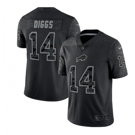 Men Buffalo Bills 14 Stefon Diggs Black Reflective Limited Stitched Football Jersey Men Buffalo Bills 14 Stefon Diggs Black Reflective Limited Stitched Football Jersey