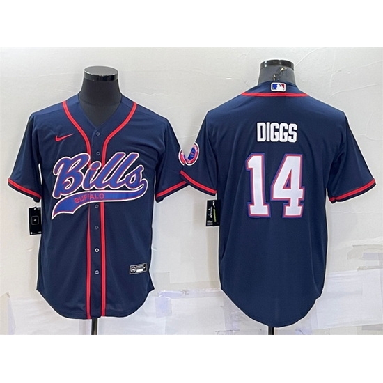 Men Buffalo Bills 14 Stefon Diggs Navy With Patch Cool Base Stitched Baseb Men Buffalo Bills 14 Stefon Diggs Navy With Patch Cool Base Stitched Baseb