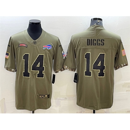 Men Buffalo Bills 14 Stefon Diggs Olive 2022 Salute To Service Limited Stitched Jersey Men Buffalo Bills 14 Stefon Diggs Olive 2022 Salute To Service Limited Stitched Jersey